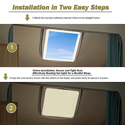 Safoner RV Roof Vent Skylight Insulator Window Cover, Sun Blackout Fabric for Camper (16 x 16 inch)- Beige - Image 4