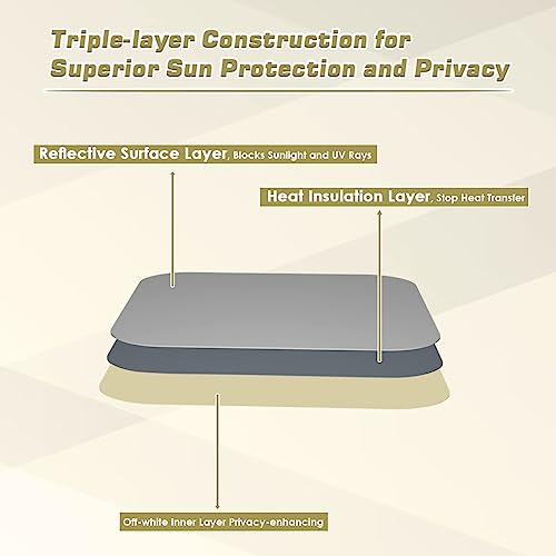 Safoner RV Roof Vent Skylight Insulator Window Cover, Sun Blackout Fabric for Camper (16 x 16 inch)- Beige - Image 3