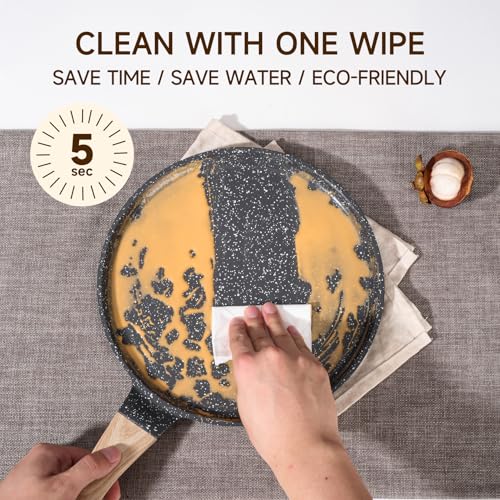 JEETEE Crepe Pan Nonstick, 9.5 Inch Comales Para Tortillas Griddle Pan for Stove Top, Granite Coating Flat Pancake Pan Dosa Tawa, PFOA FREE and Induction Compatible (Grey) - Image 4
