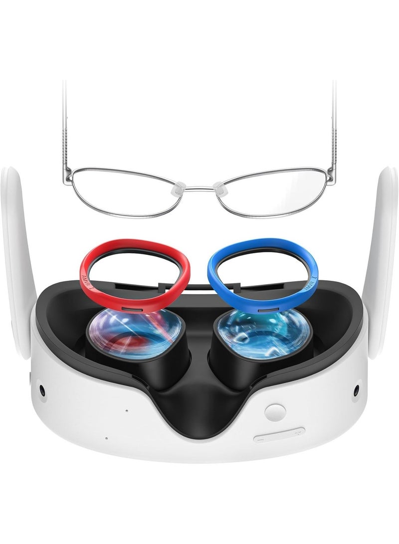 AMVR 6 Pairs Glasses Spacer for Oculus Quest 2, VR Lens Protector Accessories Silicone Anti-Scratch Ring to Protect Headset Lens and Glasses Compatible with Meta Quest 1/Rift S/Go（Red & Blue, Black） - Image 1