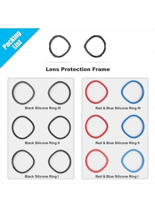 AMVR 6 Pairs Glasses Spacer for Oculus Quest 2, VR Lens Protector Accessories Silicone Anti-Scratch Ring to Protect Headset Lens and Glasses Compatible with Meta Quest 1/Rift S/Go（Red & Blue, Black） - Image 5