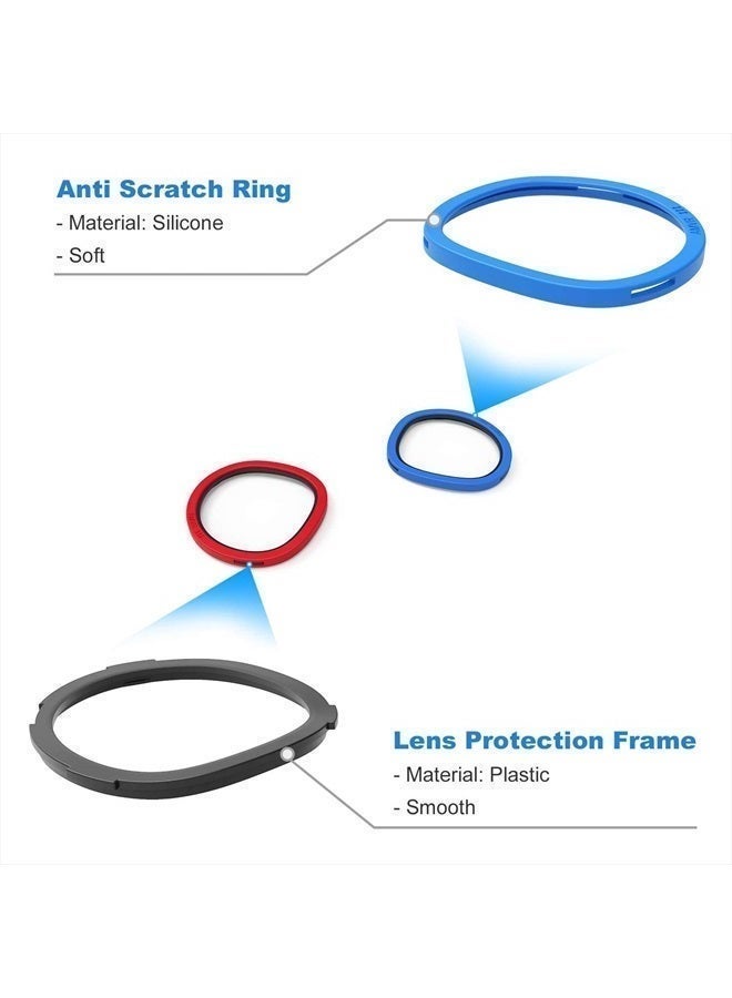 AMVR 6 Pairs Glasses Spacer for Oculus Quest 2, VR Lens Protector Accessories Silicone Anti-Scratch Ring to Protect Headset Lens and Glasses Compatible with Meta Quest 1/Rift S/Go（Red & Blue, Black） - Image 3