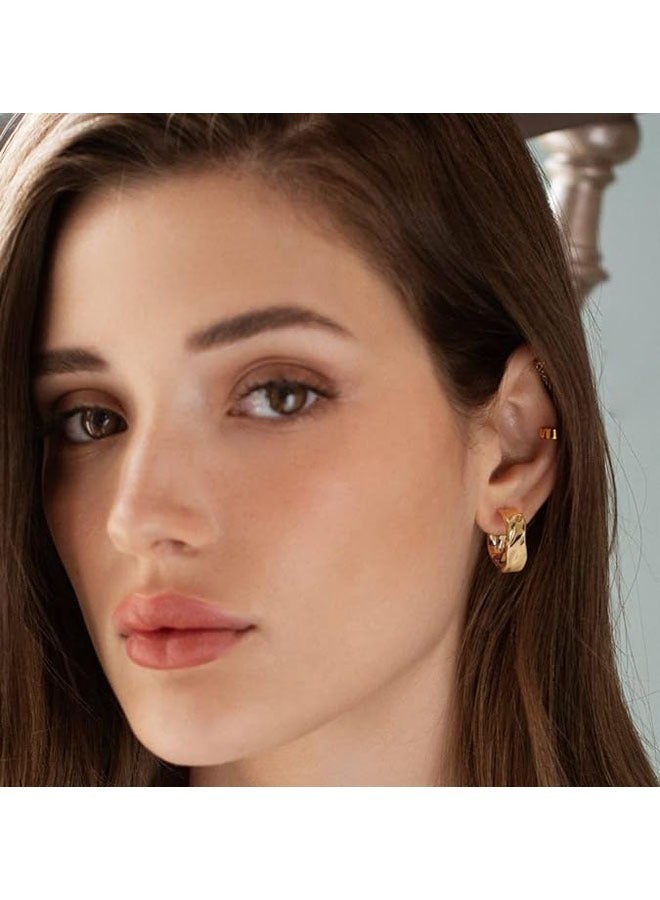 Mevecco Women Huggie Earrings Gold Hoop 14K Gold Filled Small Simple Handmade Hypoallergenic Everyday Jewelry - Image 3