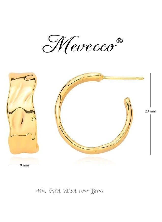 Mevecco Women Huggie Earrings Gold Hoop 14K Gold Filled Small Simple Handmade Hypoallergenic Everyday Jewelry - Image 4