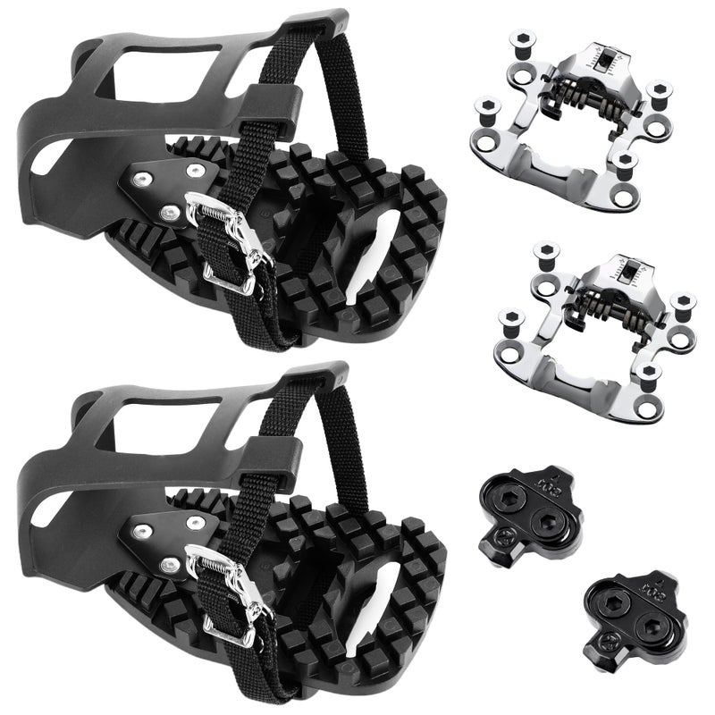 Venzo Bike Bicycle Toe Clips Cage Indoor Exercise Bike Pedal Adapters - Compatible with Peloton Bike Pedal, Convert Look Delta Pedals to Toe Clip Straps Ride with Sneakers - Toe Cages & SPD Adapters - Image 1