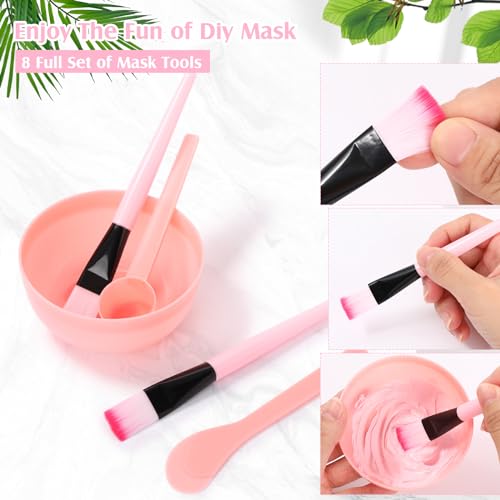 Lineshading 8 Set Spa Party Supplies With Heart Shaped Mirror, Desk Mat, Face Mask Brush, Mixing Bowl, Headband, Facial Towel - Sleepover Party Slumber Night Essentials - Image 3