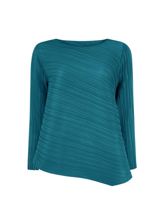 Miyake Spring And Summer Women's Clothing New Basic Solid Color Long Sleeve Top Fashionable All-match Base T-shirt Clothing Women 