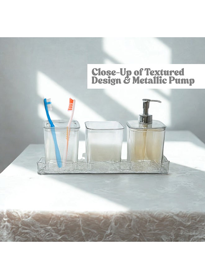 Feelings Bathroom Accessories Set, 4-Piece with Tray, Hammered Texture, 28cm Organiser (RC-KQ0869) - Image 3