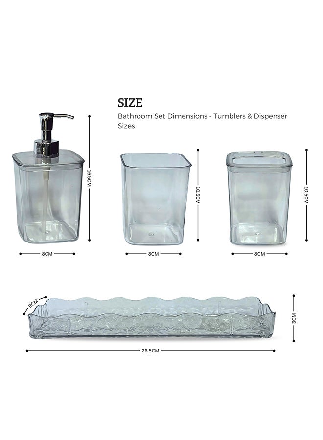 Feelings Bathroom Accessories Set, 4-Piece with Tray, Hammered Texture, 28cm Organiser (RC-KQ0869) - Image 2