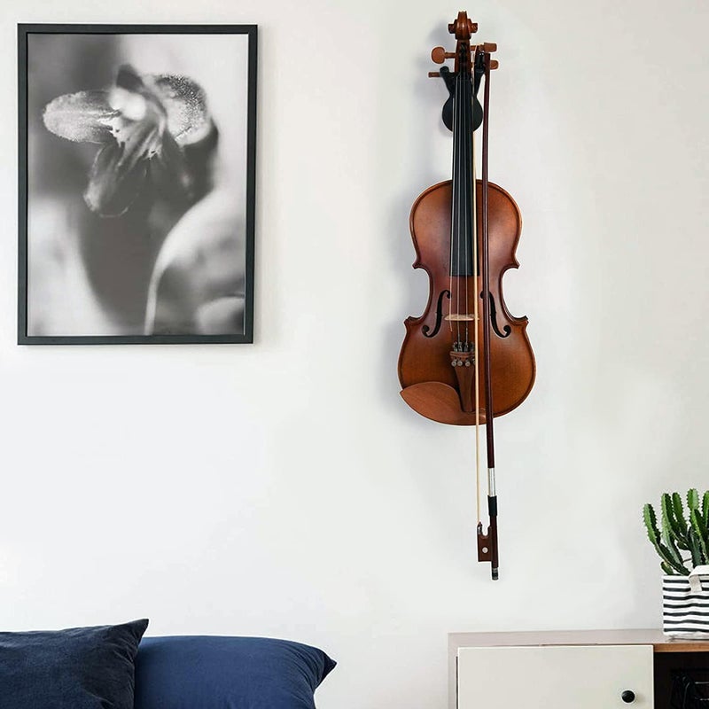 PENGDA Violin Viola Wall Mount Hanger,Violin Viola Hook,with Bow Hook,Home & Studio Wall Mount Violin Hangers - Image 4