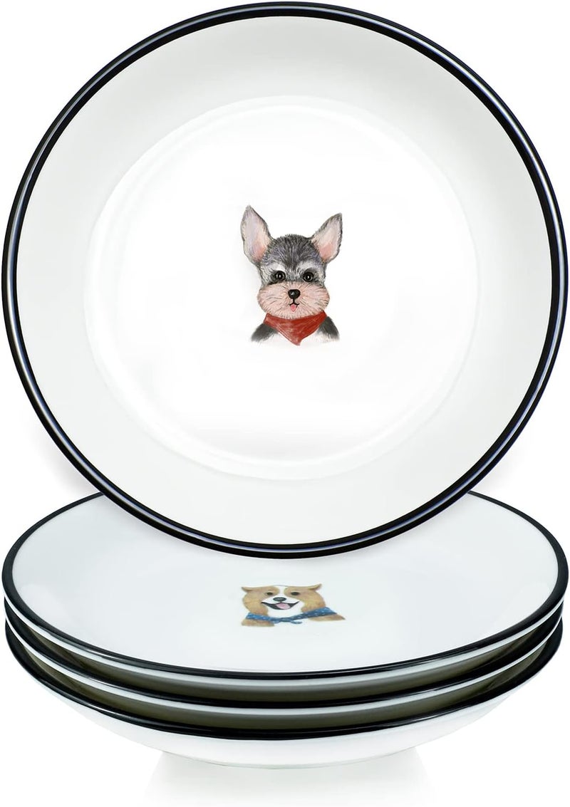 SOCOSY Cute Retro Style Smiling Dogs Ceramic Seasoning Dishes Sauce Dish Sushi Dipping Bowl Appetizer Plates Tea Bag Holder Serving Dish for Kitchen 5 Inch Set of 4  - Image 2