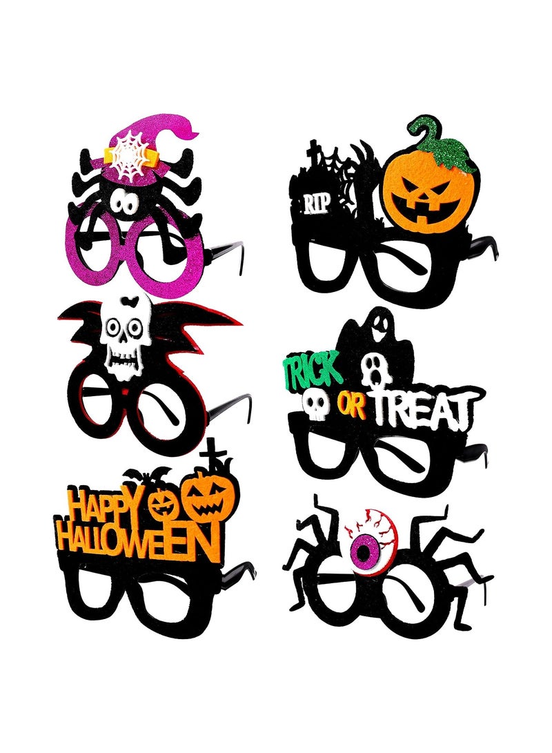 KASTWAVE 6 Pcs Eyeglasses, Funny Eyeglasses of Pumpkin Skull Spider Eyeball Ghost for Kids Adults, Novelty Toy Glasses Cosplay, Party Favor Decoration Supplies - Image 1