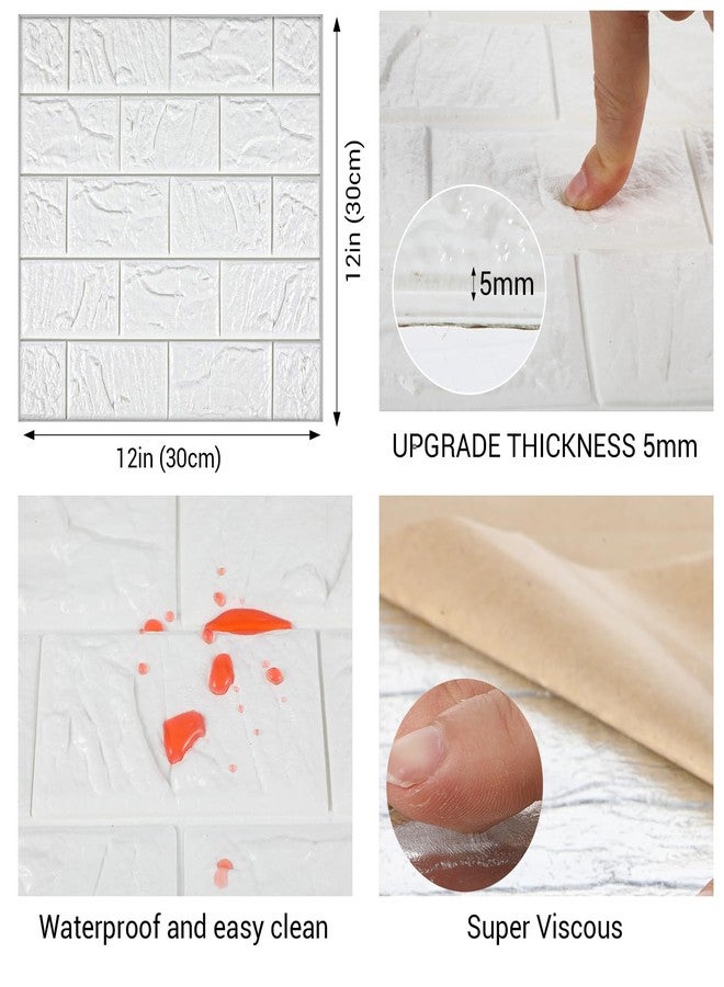براساكو 30 قطعة من ألواح الجدران ثلاثية الأبعاد القابلة للتقشير واللصق، ورق جدران من الطوب الأبيض القابل للتقشير واللصق، ألواح جدران من الطوب الصناعي المقاوم للماء، بلاط ذاتي اللصق للديكور الداخلي والمنزل - Image 2