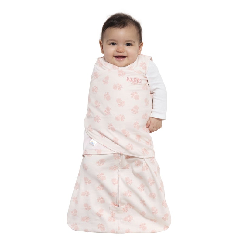 HALO 100% Cotton Sleepsack Swaddle, 3-Way Adjustable Wearable Blanket, TOG 1.5, Watercolor Rose Toss Blush, Newborn, 0-3 Months - Image 3
