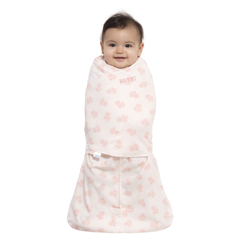 HALO 100% Cotton Sleepsack Swaddle, 3-Way Adjustable Wearable Blanket, TOG 1.5, Watercolor Rose Toss Blush, Newborn, 0-3 Months - Image 2