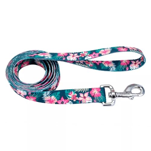 Coastal Styles Dog Leash Vibrant and Trendy Dog Leash Green and Pink Hunter Tropical Flower Print 38 x 6 - Image 1