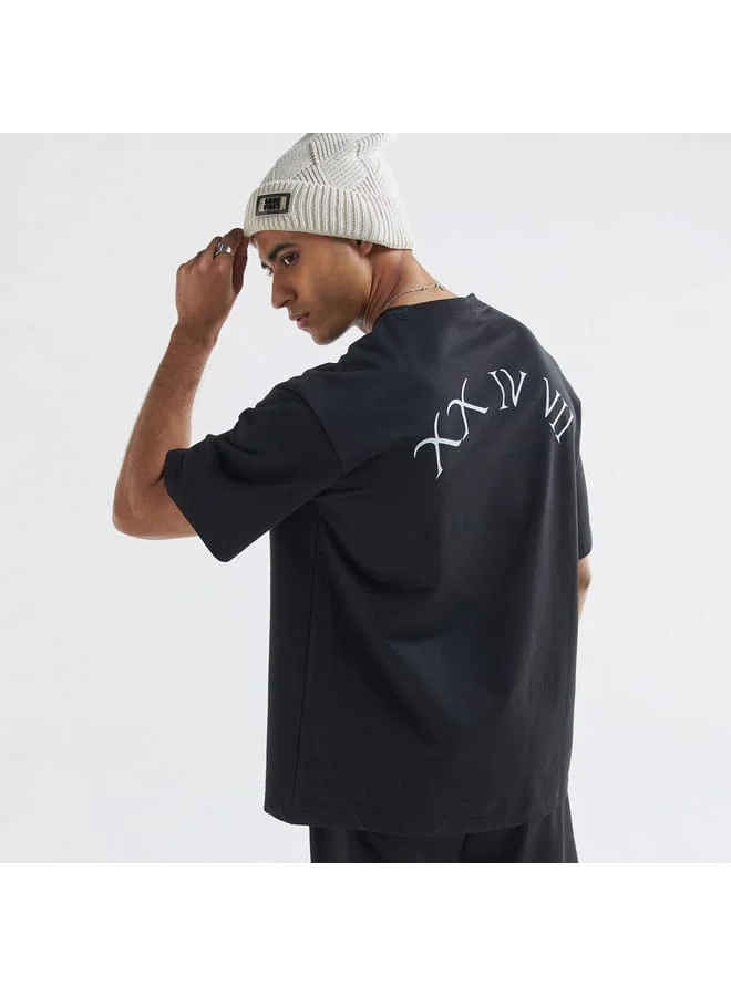 Splash FAV Slogan Print T-shirt with Crew Neck and Short Sleeves