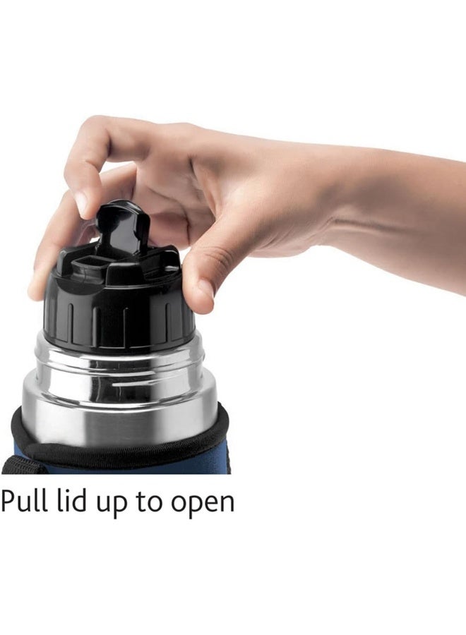 Borosil Stainless Steel Hydra Thermo Double Wall Copper Coated Inner Vacuum Insulated Flask with Blue Jacket - Image 4