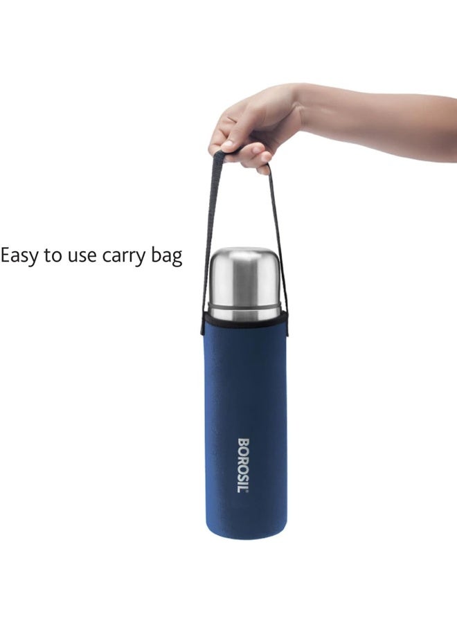 Borosil Stainless Steel Hydra Thermo Double Wall Copper Coated Inner Vacuum Insulated Flask with Blue Jacket - Image 3