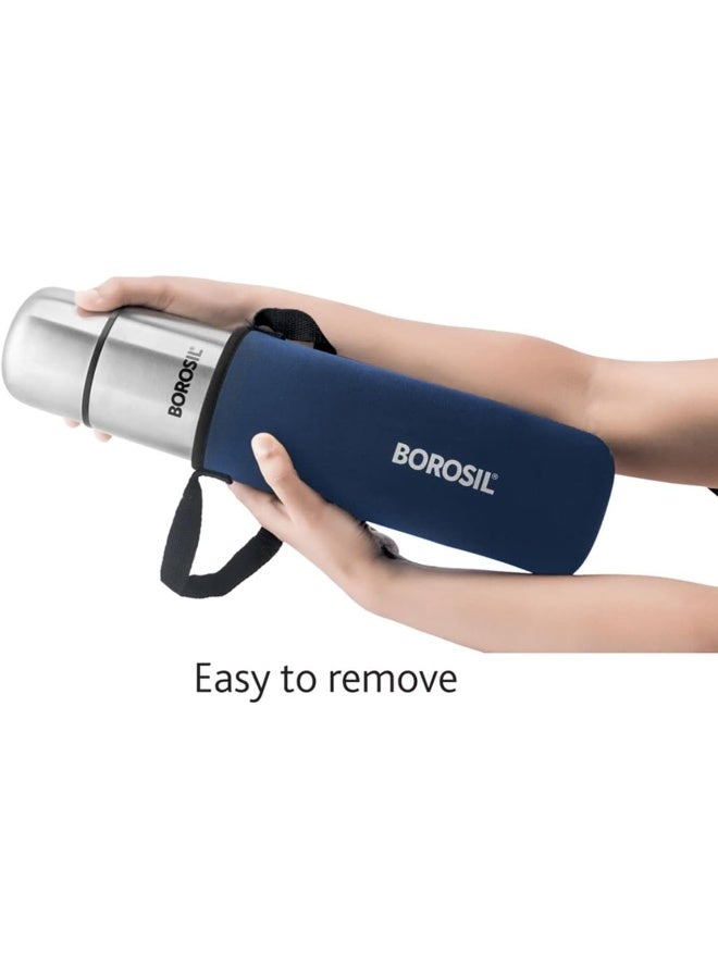 Borosil Stainless Steel Hydra Thermo Double Wall Copper Coated Inner Vacuum Insulated Flask with Blue Jacket - Image 5