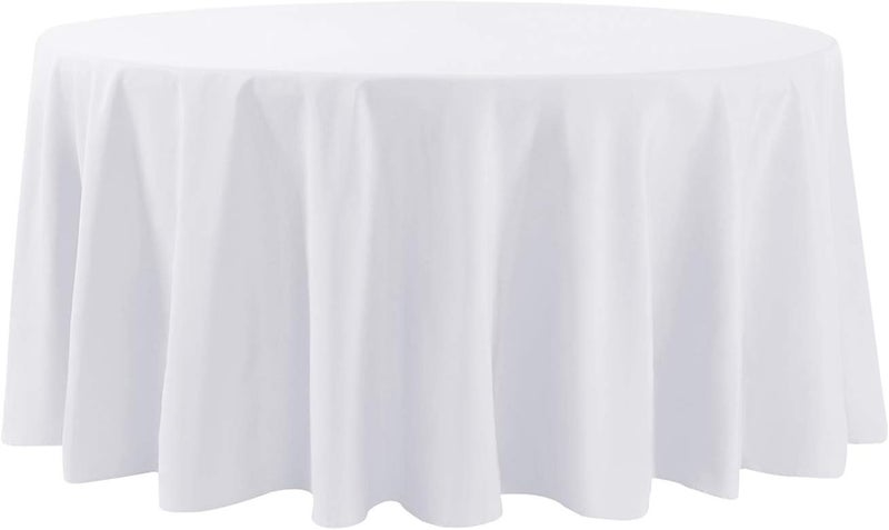 Cupuamon 108 inch Round Tablecloth Washable Polyester Table Cloth Decorative Table Cover for Wedding Party Dining Banquet (108 inch,White) - Image 2