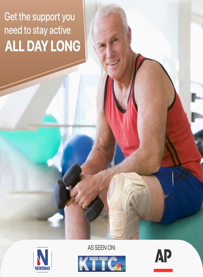 DR. BRACE ELITE Knee Brace with Side Stabilizers & Patella Gel Pads for Maximum Knee Pain Support and fast recovery for men and women- Please Check How To Size Video (Sandstone, Large) - Image 4