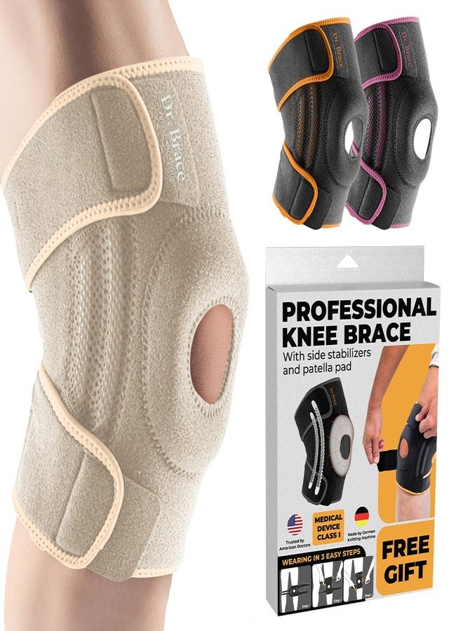 DR. BRACE ELITE Knee Brace with Side Stabilizers & Patella Gel Pads for Maximum Knee Pain Support and fast recovery for men and women- Please Check How To Size Video (Sandstone, Large) - Image 1