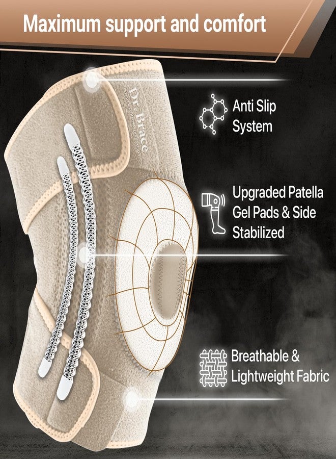DR. BRACE ELITE Knee Brace with Side Stabilizers & Patella Gel Pads for Maximum Knee Pain Support and fast recovery for men and women- Please Check How To Size Video (Sandstone, Large) - Image 3