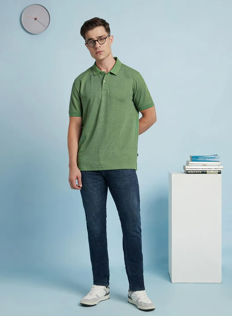 Dennis Lingo Men's Off White Cotton Blend Solid Regular Fit T-Shirt