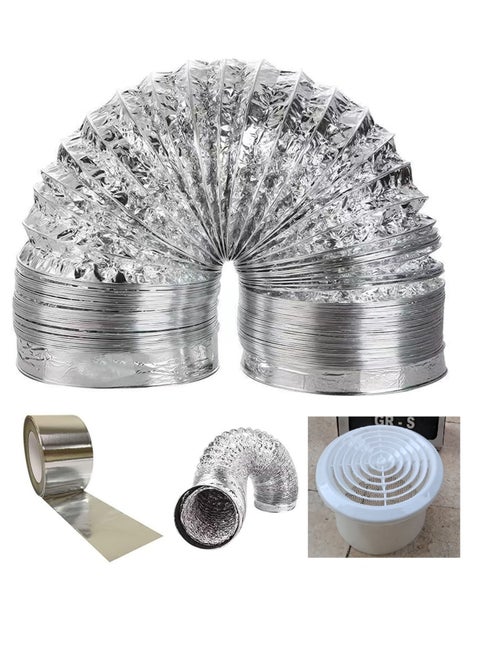 Kitchen Chimney or Heater & Hobby Chimney Cooker - Flexible Aluminum Thermal Extendable - for Kitchen Hood, Bathroom, Air Conditioner Length (2.5 Meter 6 Inch Chimney with Paste Roller and Hobbie)