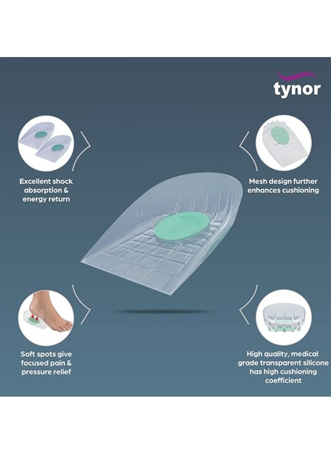 Heel Cushion Silicone (Pair) Designed to provide soft cushioning to the foot heel. Gel spot at the site of  calcaneus distributes and reduces pressure and relieves pain. Anatomically designed for better comfort and fitting.
