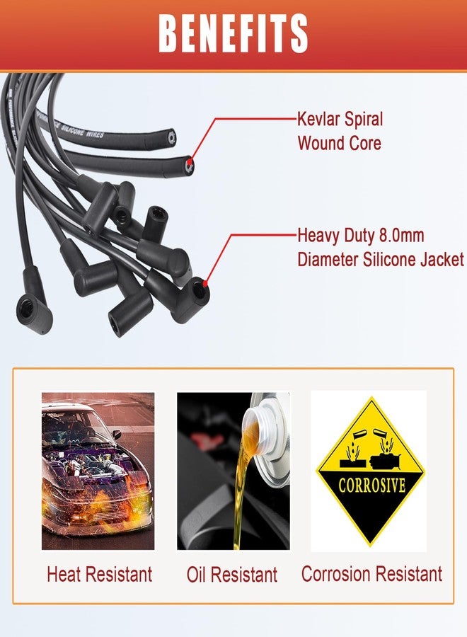 RLP HEI Universal Spark Plug Wire Set 8mm with Black Silicone Jacket and 90 Degree Boots Replaces MSD 5553 - Image 3