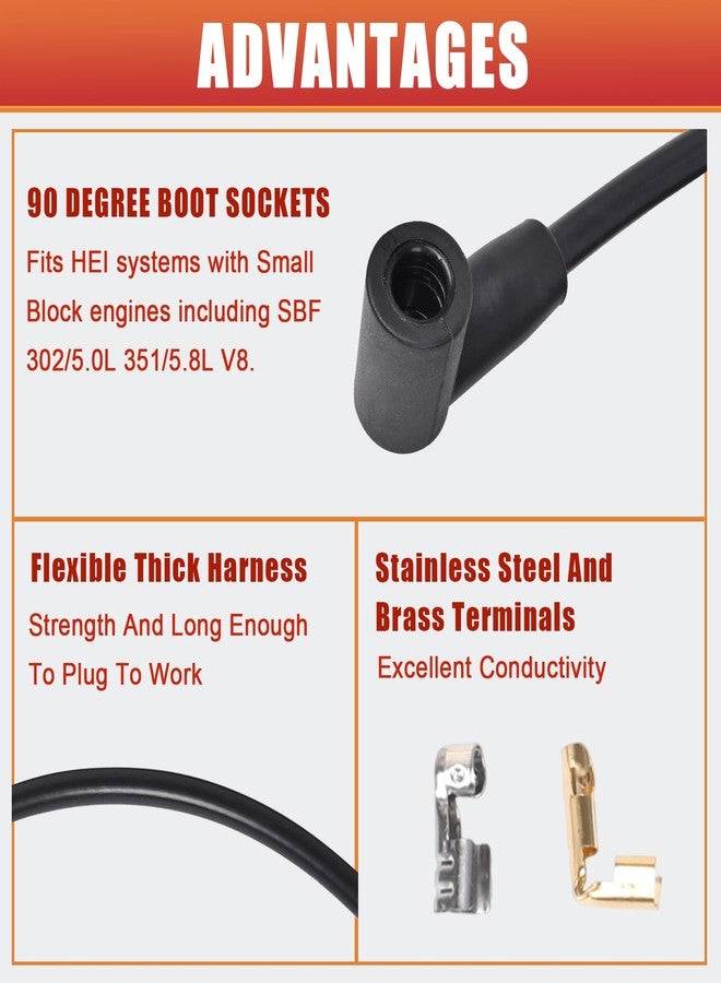RLP HEI Universal Spark Plug Wire Set 8mm with Black Silicone Jacket and 90 Degree Boots Replaces MSD 5553 - Image 4