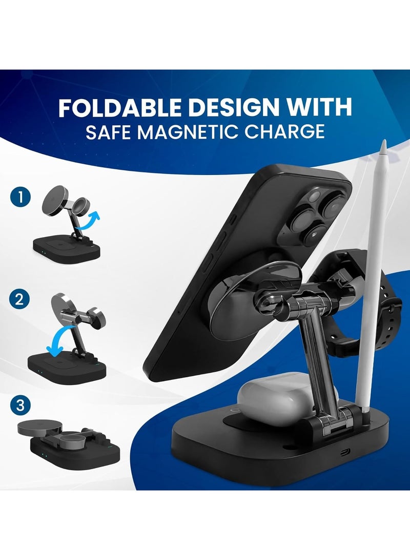 4 in 1 Wireless Charging Station| Multi-Function Wireless Charger Stand | Foldable Wireless Charging Doc for Android | Portable Charger Station for Apple Watch  - Image 3