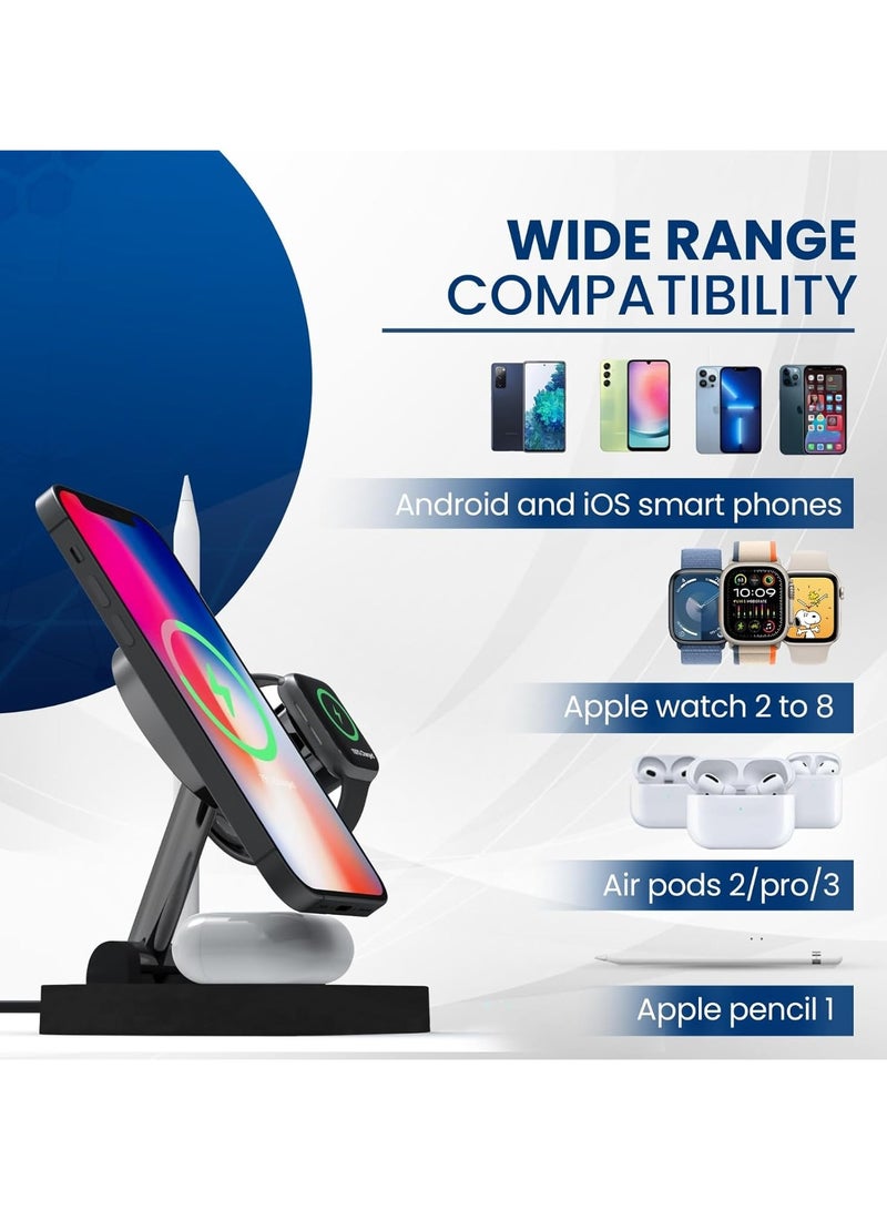 4 in 1 Wireless Charging Station| Multi-Function Wireless Charger Stand | Foldable Wireless Charging Doc for Android | Portable Charger Station for Apple Watch  - Image 4