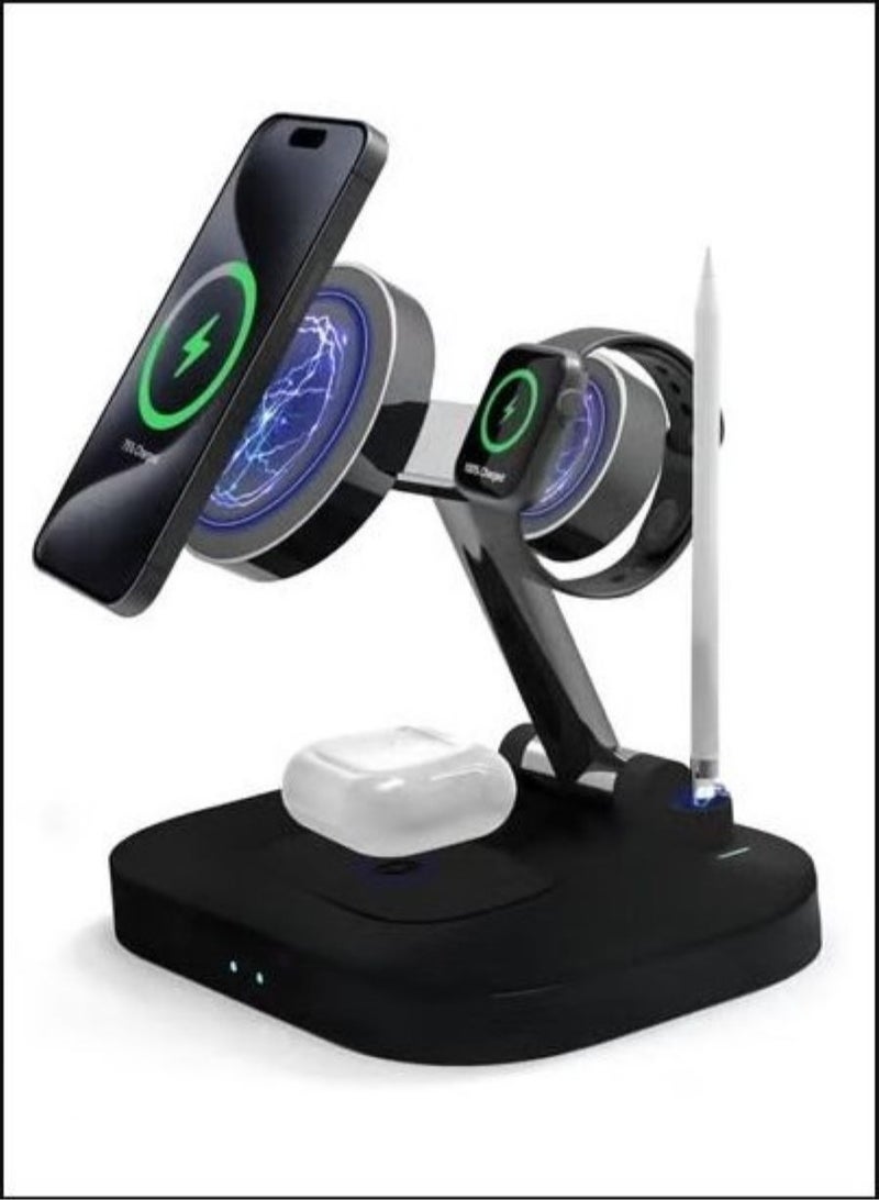 4 in 1 Wireless Charging Station| Multi-Function Wireless Charger Stand | Foldable Wireless Charging Doc for Android | Portable Charger Station for Apple Watch  - Image 1