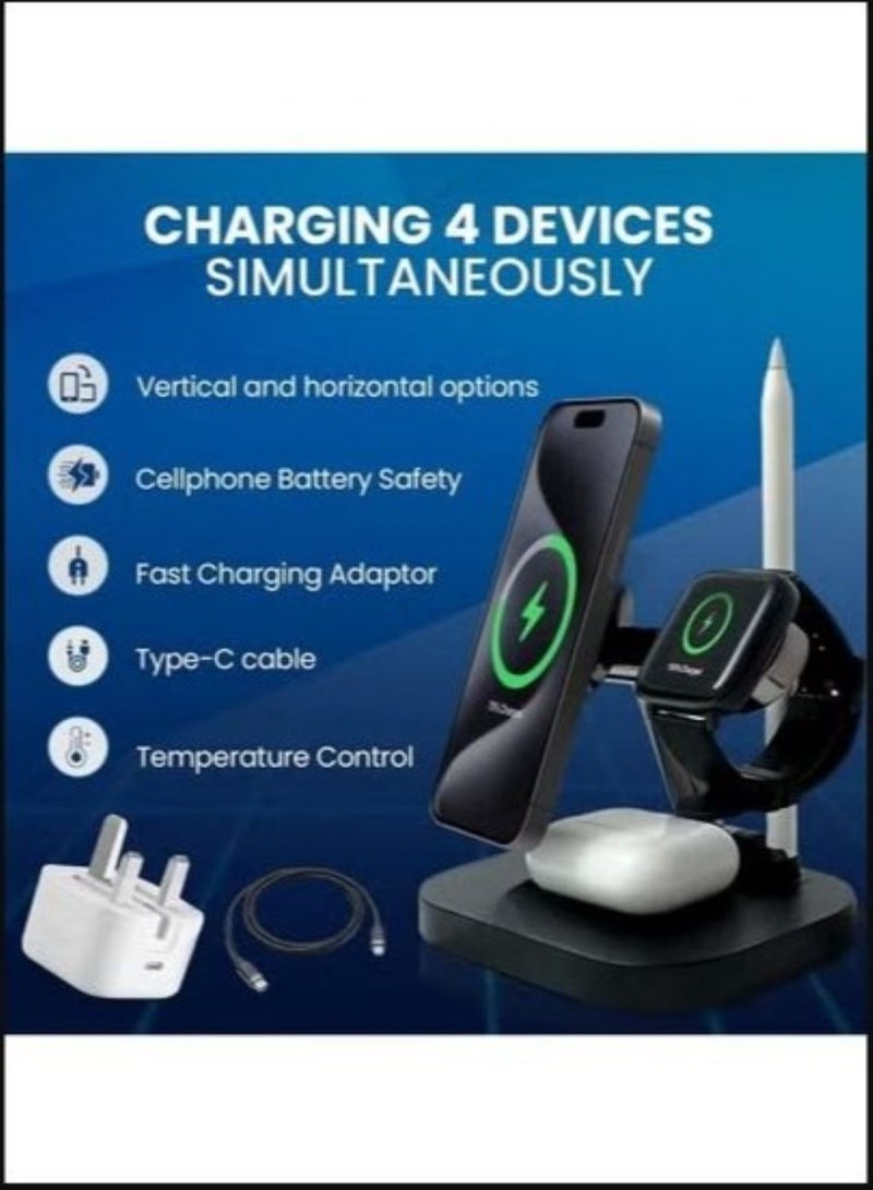 4 in 1 Wireless Charging Station| Multi-Function Wireless Charger Stand | Foldable Wireless Charging Doc for Android | Portable Charger Station for Apple Watch  - Image 2