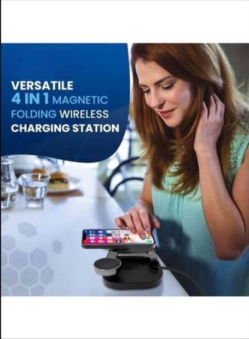 4 in 1 Wireless Charging Station| Multi-Function Wireless Charger Stand | Foldable Wireless Charging Doc for Android | Portable Charger Station for Apple Watch  - Image 5
