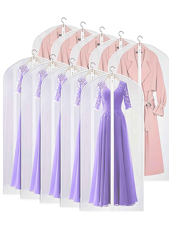 GoldenLike Garment Bag Suit Bag(Set of 10) Hanging Garment Cover Bag Long Dress Bag Cover Translucent Clothes Storage Bag with Zipper for Suits Dresses Coats(60*140CM) - Image 2