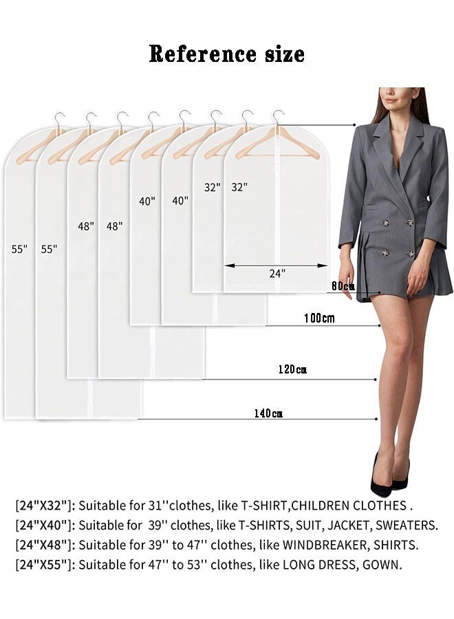 GoldenLike Garment Bag Suit Bag(Set of 10) Hanging Garment Cover Bag Long Dress Bag Cover Translucent Clothes Storage Bag with Zipper for Suits Dresses Coats(60*140CM) - Image 5