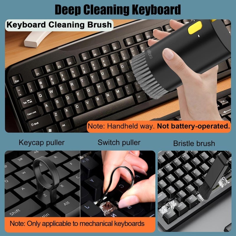 Elfora Electronic 20 in 1 Cleaning Kit| Multifunction Tool Kit with Screen Cleaning Cloth, Brush, Key Puller, Spray Bottle| Cleaner Kit for PC, Laptop, iPhone, iPad, MacBook, Airpod & Keyboard(Black) - Image 3