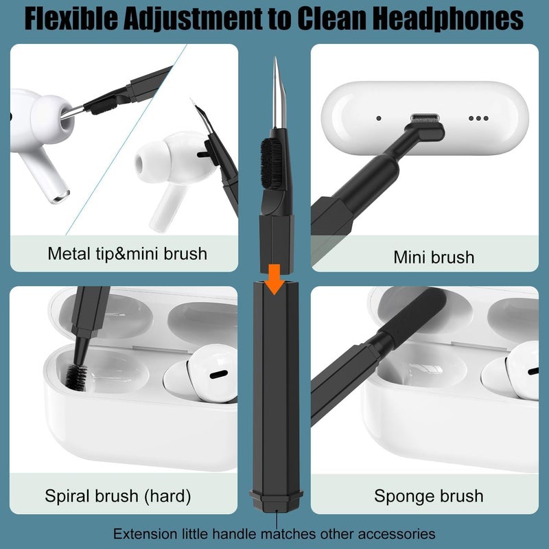 Elfora Electronic 20 in 1 Cleaning Kit| Multifunction Tool Kit with Screen Cleaning Cloth, Brush, Key Puller, Spray Bottle| Cleaner Kit for PC, Laptop, iPhone, iPad, MacBook, Airpod & Keyboard(Black) - Image 4