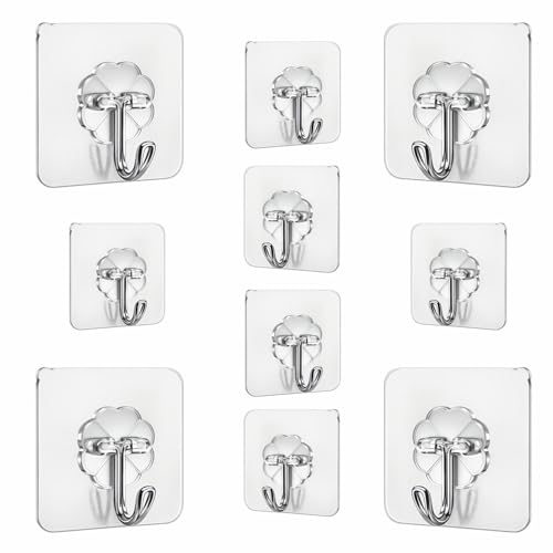 JIALTO 10 Pcs Nail for Wall Hooks for Without Drilling | Self Adhesive Hooks for Wall Heavy Duty Strong Nails for Wall Hanging Screw Sticker Wall Hook Clock/Kitchen Accessories Items - Image 1
