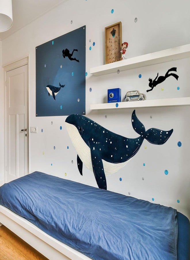 Ladinimo Under The Sea Whale Wall Stickers，Watercolor Whale Mother and Child Wall Decal，Whale Ocean Animals Decals，Baby Nursery Kids Boy Girls Room Bedroom Bathroom Daycare Playroom Classroom Wall Decor. - Image 1