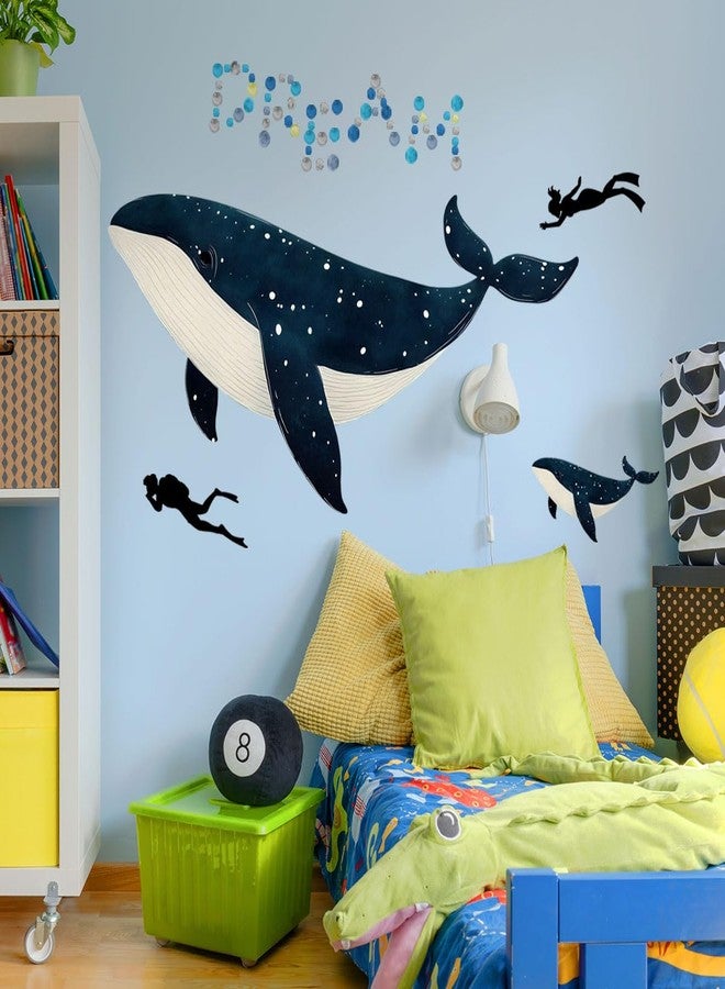 Ladinimo Under The Sea Whale Wall Stickers，Watercolor Whale Mother and Child Wall Decal，Whale Ocean Animals Decals，Baby Nursery Kids Boy Girls Room Bedroom Bathroom Daycare Playroom Classroom Wall Decor. - Image 5
