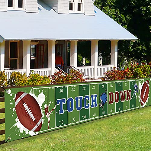 BCHOCKS Large Football Themed Birthday Party Banner Sunday Game Day Sports Fan Supplies Football Photo Backdrop Hanging Decorations 98 x 15 ft - Image 1