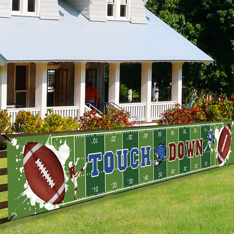 BCHOCKS Large Football Themed Birthday Party Banner Sunday Game Day Sports Fan Supplies Football Photo Backdrop Hanging Decorations 98 x 15 ft - Image 2