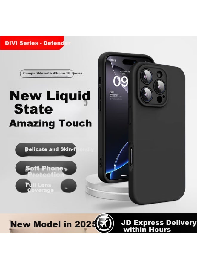 Divi Cloud Sensation Liquid Silicone Case For Apple 16 Pro Max, Iphone 16 Pro Max Full Protection Case Anti-Drop Anti-Scratch Skin-Friendly Men And Women Ultra-Thin Soft Shell Black - Image 1