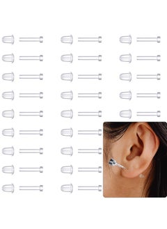Mtlee 100 Pieces Pierced Earring Protector Covers Anti-Sensitive Piercing Protectors With Extra Backs Pierced Earring Sleeves For Sensitive Ears Plastic Clear Earrings For Men Women(100 Pieces)  - Image 1