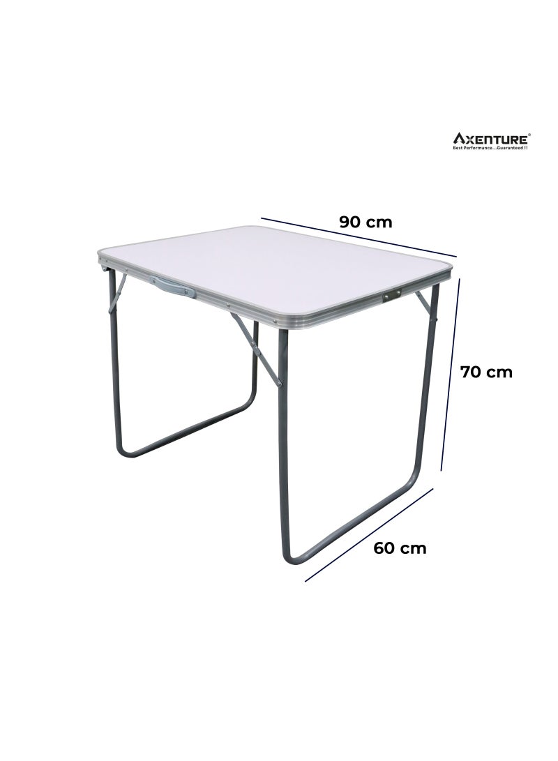 أكسنتشر طاولة تخييم قابلة للطي ، محمولة وسهلة الحمل | سطح خشبي بإطار من سبائك الصلب وحامل للتخييم وخارجه (90 × 60 سم ارتفاع 70 سم) - Image 2